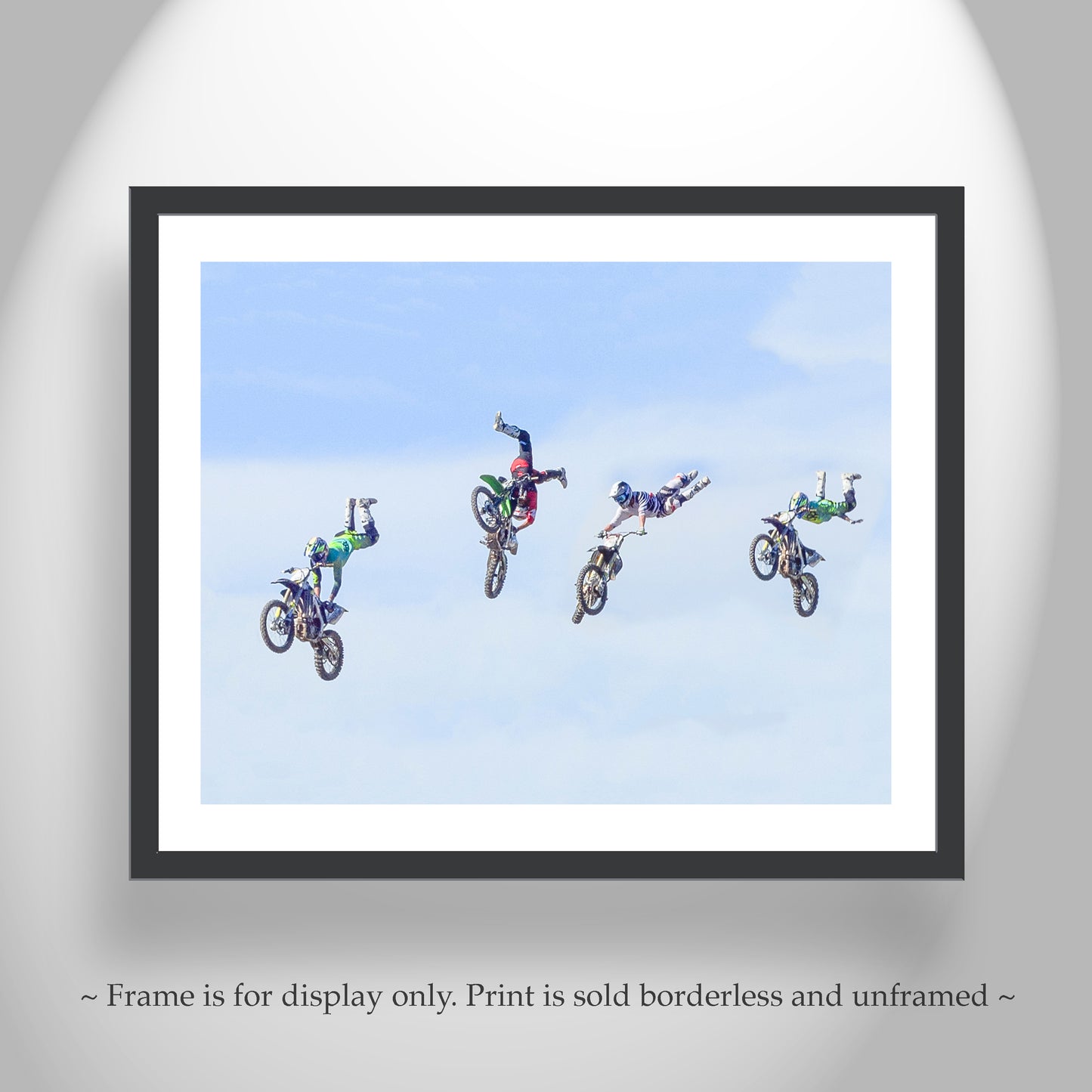 Motocross Art Print with Dirt Bikes in Flight