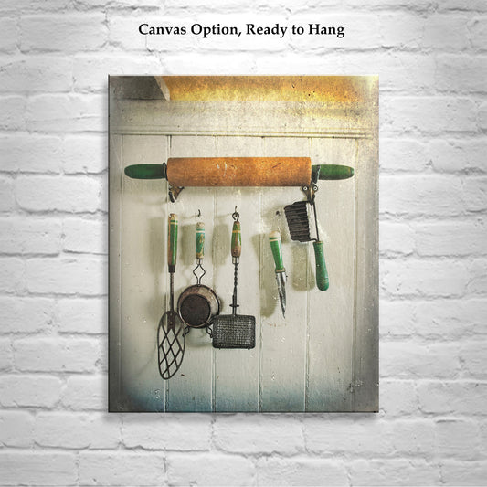 Block Island Vintage Kitchen Art Print | Old Utensils Wall Decor