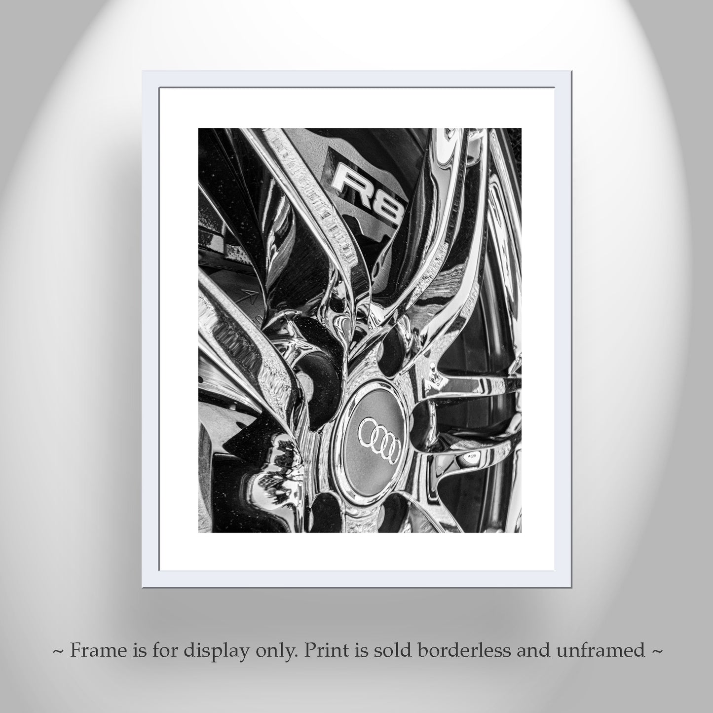 Audi R8 Supercar Photo in Black & White – Sports Car Wall Art Print