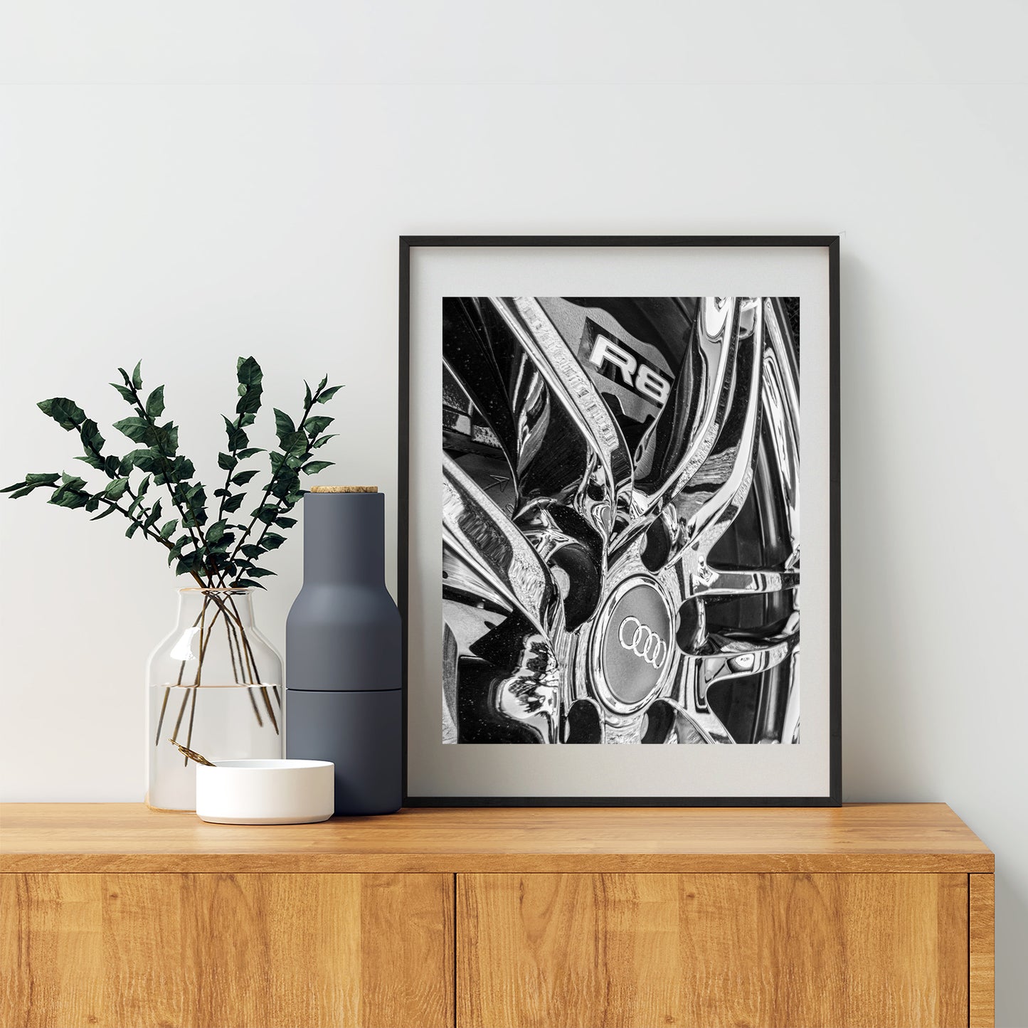 Audi R8 Supercar Photo in Black & White – Sports Car Wall Art Print