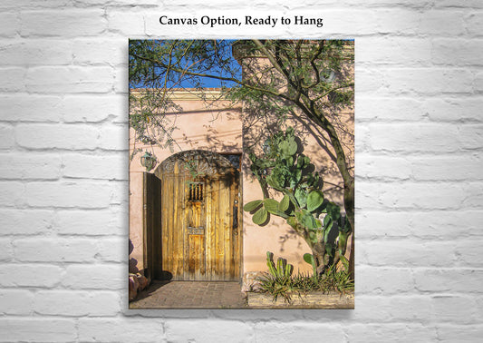 Tucson Arizona Art Print with Vintage Southwestern Adobe Barrio Viejo Door
