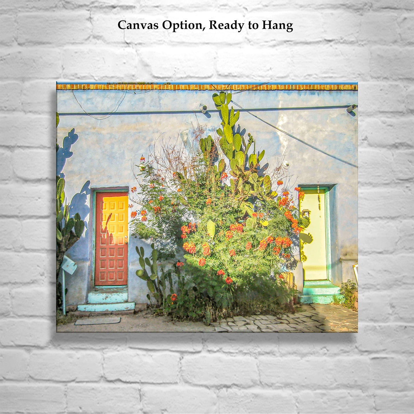 Old Tucson Adobe Architecture Art Print – Southwestern Style Wall Décor | Vintage Arizona Urban Home Décor Gift with Desert Wildflowers