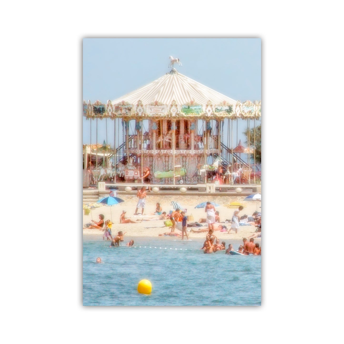 Lacanau France Beach Carousel Picture in Pastel | Vertical Ocean Wall Art from French Coast | Home Decor Gift