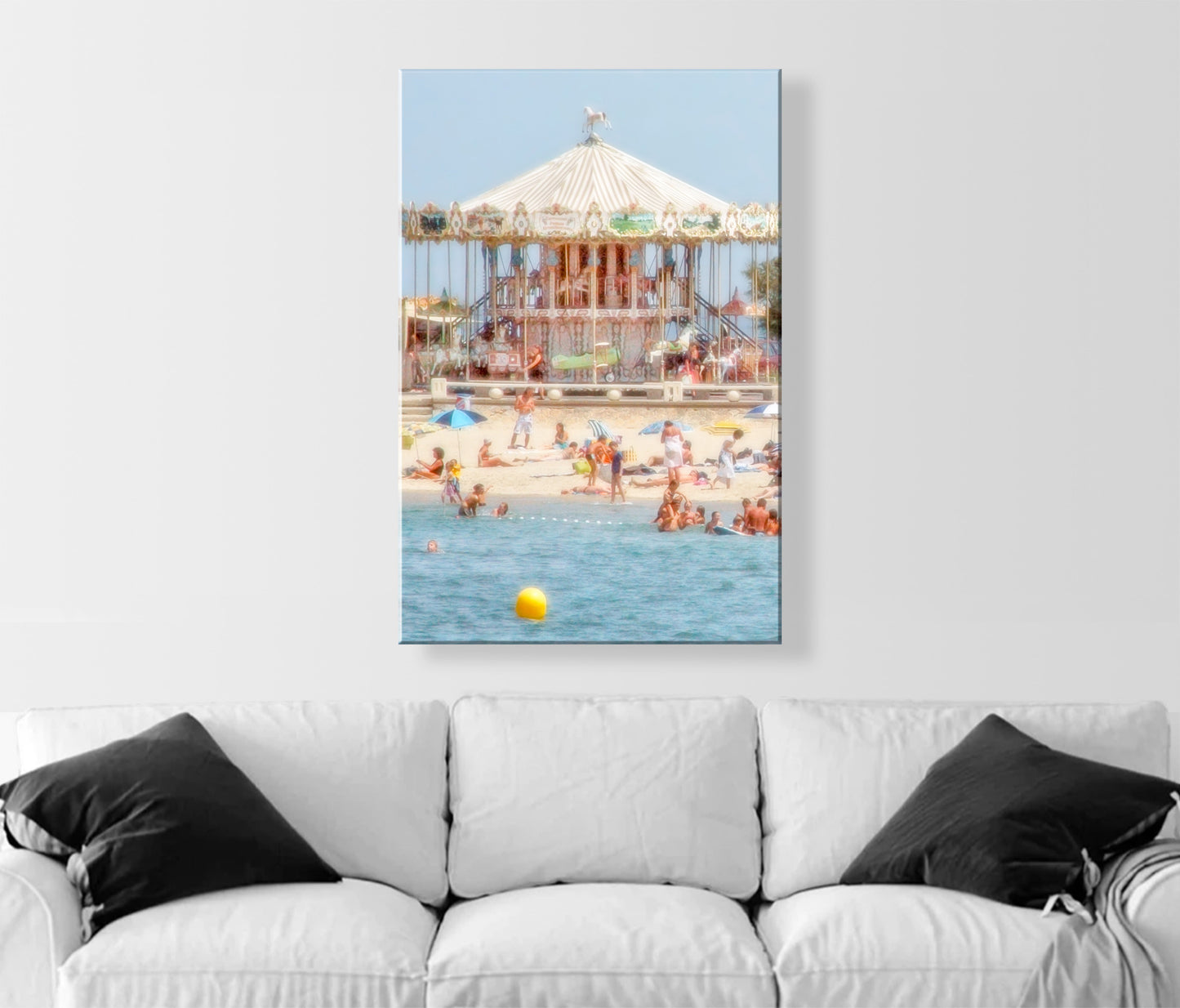 Lacanau France Beach Carousel Picture in Pastel | Vertical Ocean Wall Art from French Coast | Home Decor Gift