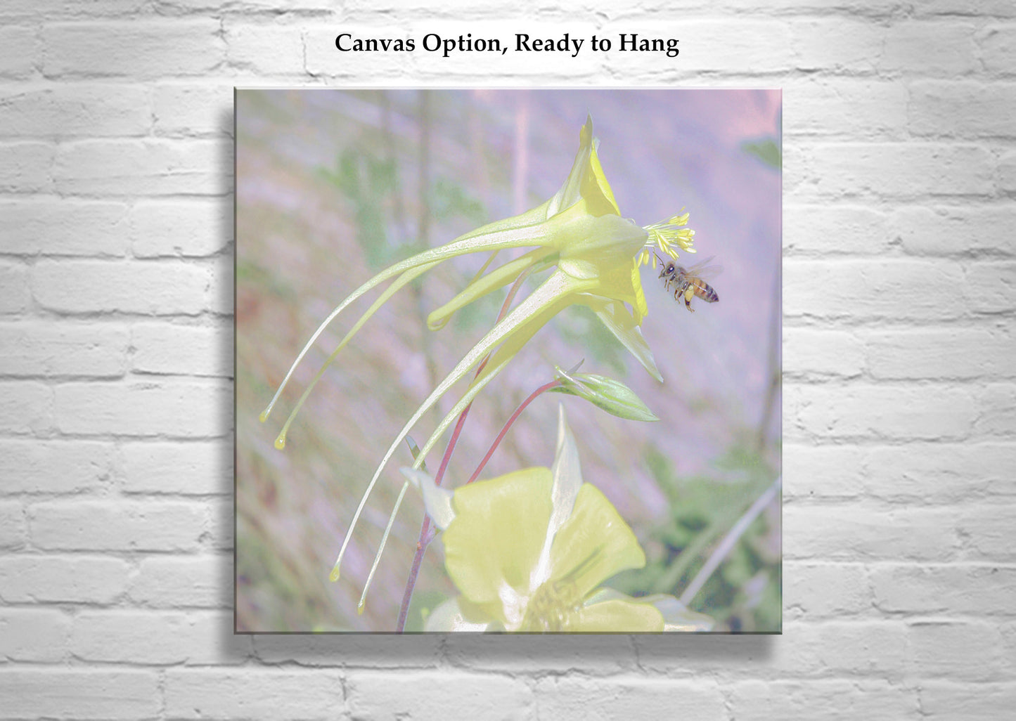 Pastel Nature Art with Wildflower and Bumble Bee