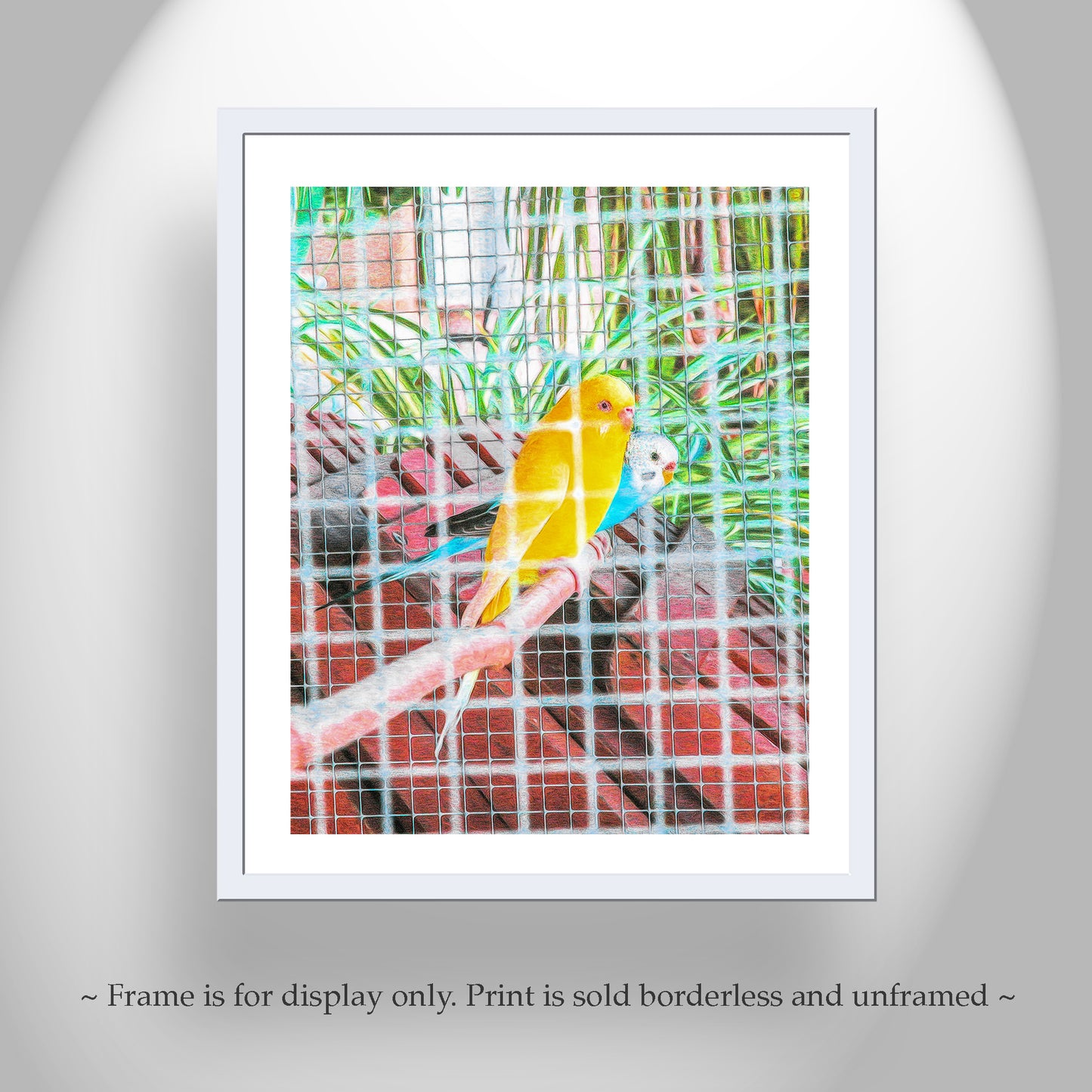 Bird Art as Bright Vibrant Home Decor with Abstract Colorful Parakeets