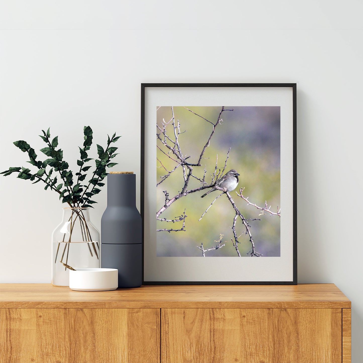Sparrow Bird Art Elegant Nature Wall Print for Home