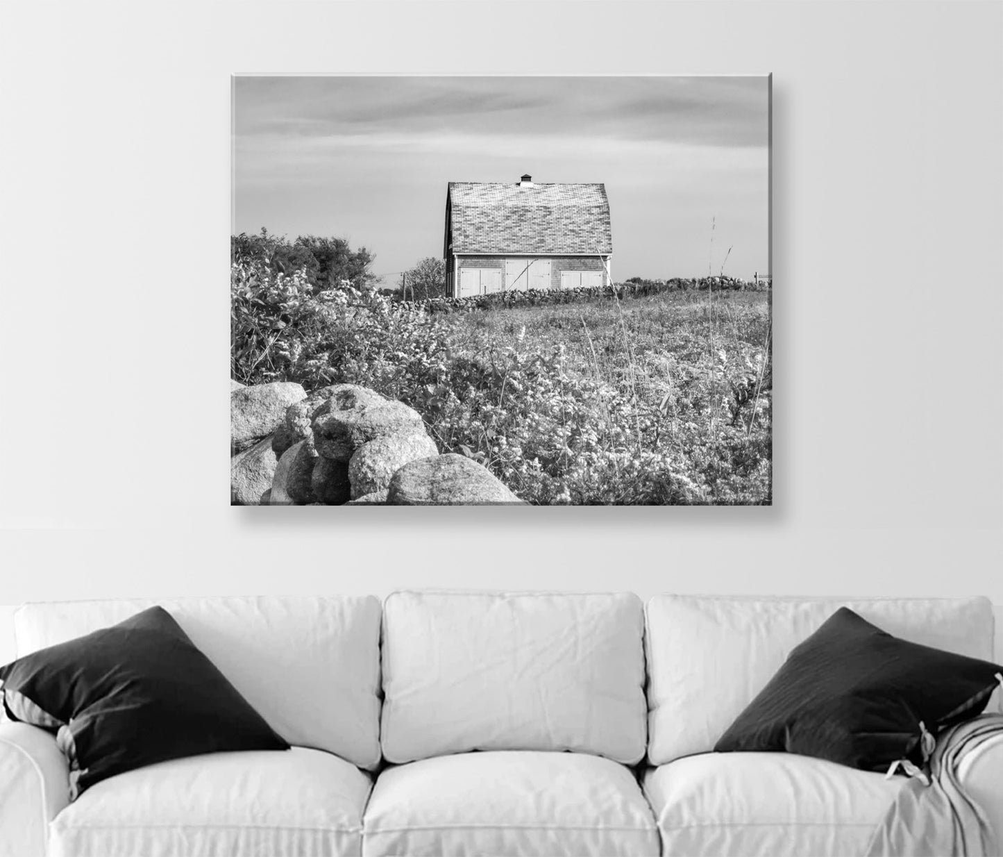 Block Island Rhode Island Black and White Barn Photograph | Farm Wall Decor for Home or Office