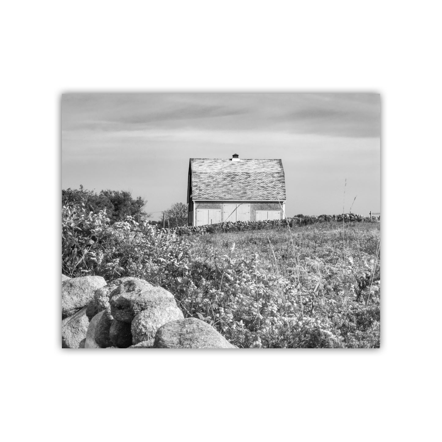 Block Island Rhode Island Black and White Barn Photograph | Farm Wall Decor for Home or Office