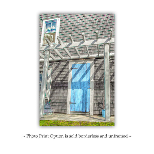 Block Island Shingle Home Art | New England Blue Door Cottage Print
