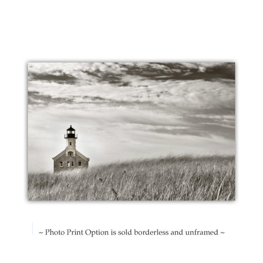 Block Island Lighthouse with Dune Grass - Rhode Island Coastal Wall Art