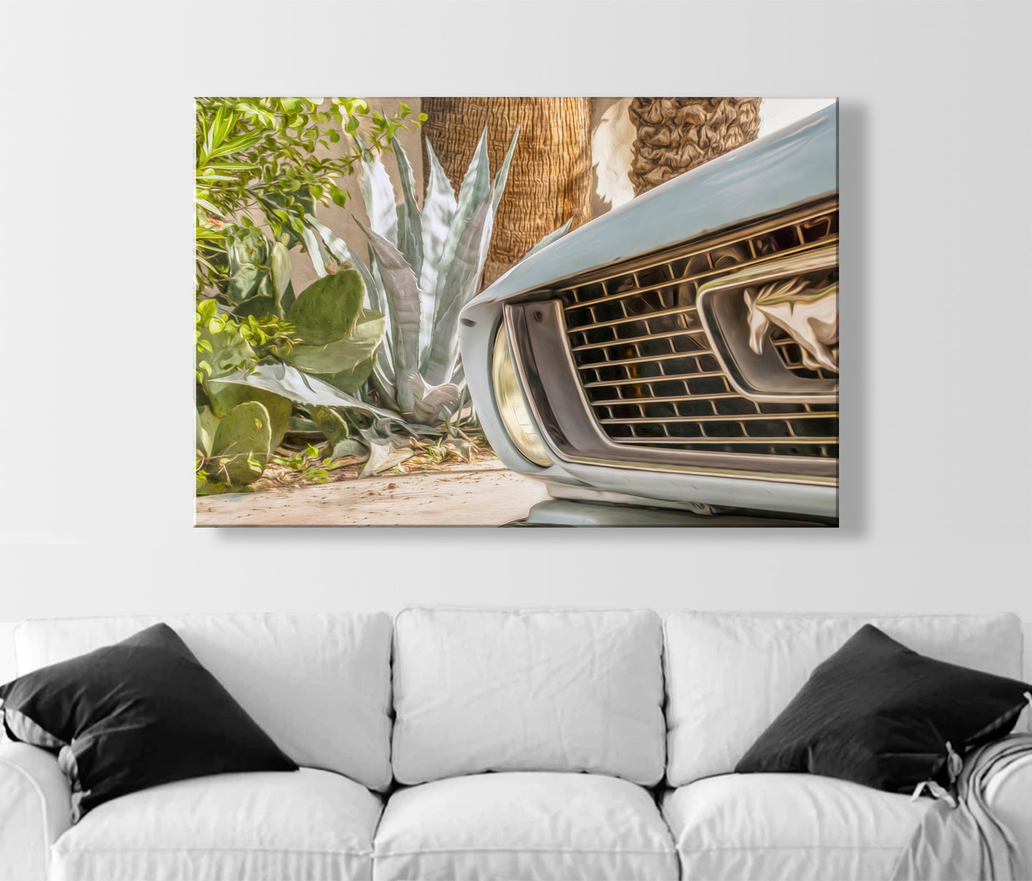 Mustang Photograph | Automotive Art Print with Blue Agave in Tucson Arizona | Southwestern Urban Art