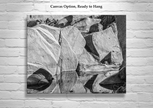 Tucson Arizona Desert Canyon Water in Black and White | Wilderness Outback Landscape Art