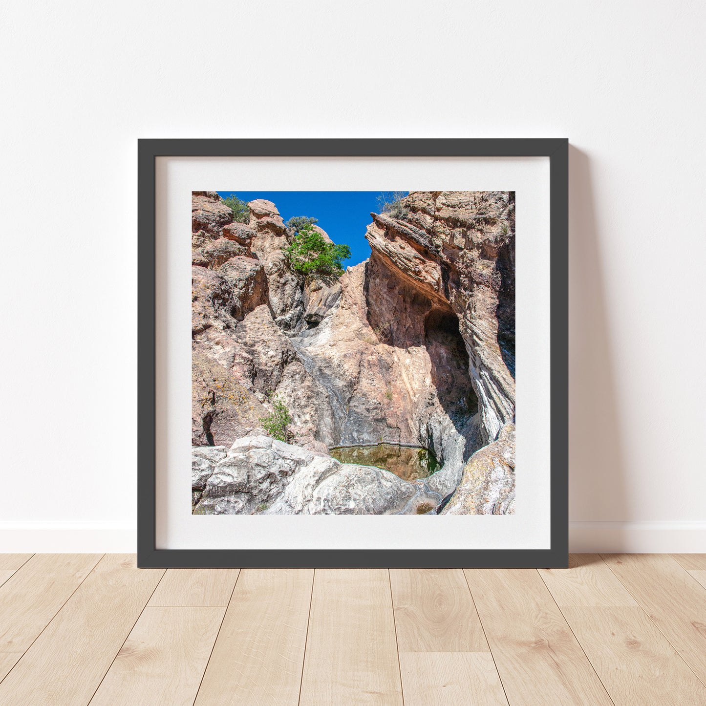 Arizona Desert Canyon Pool Art on Square Print | Border Wilderness