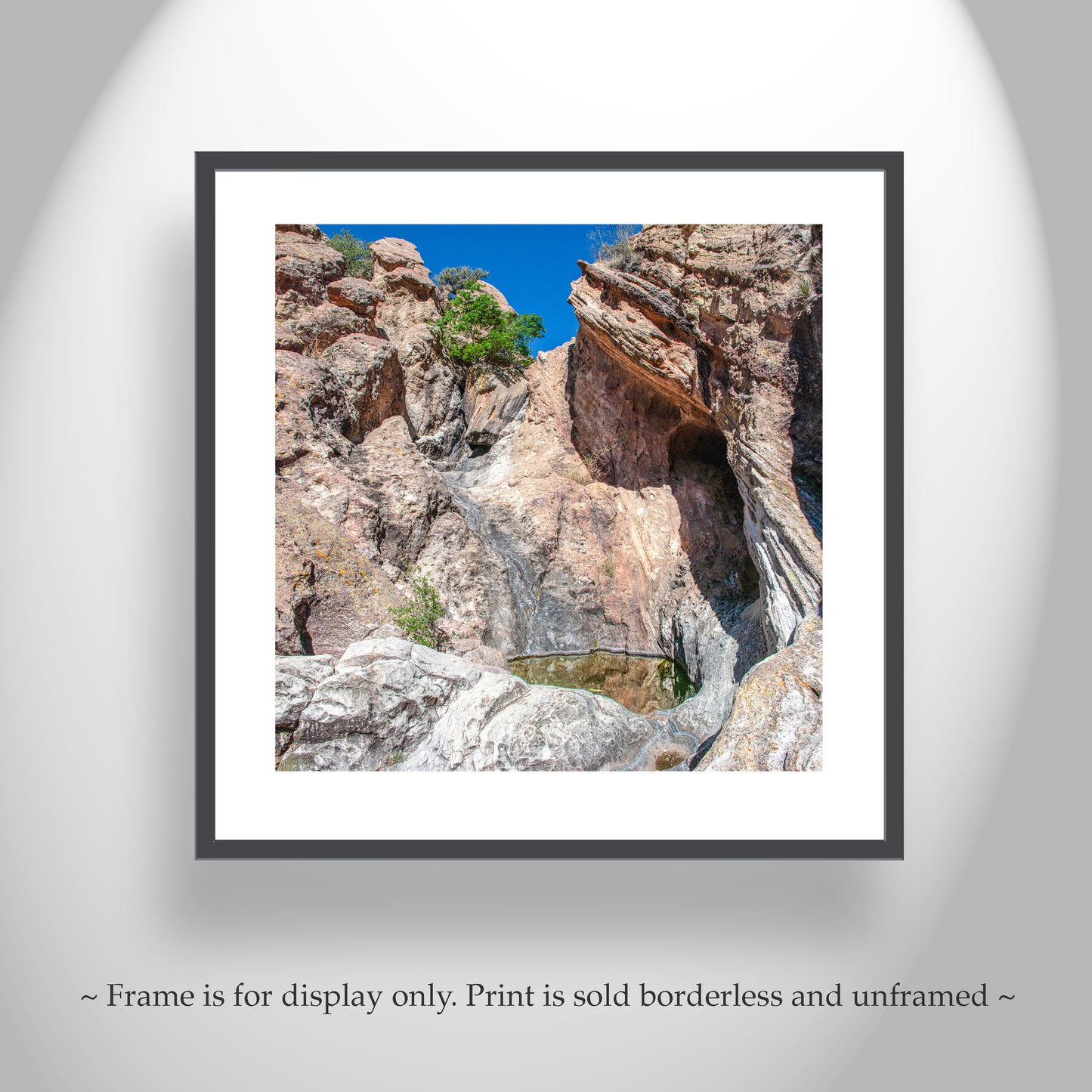Arizona Desert Canyon Pool Art on Square Print | Border Wilderness