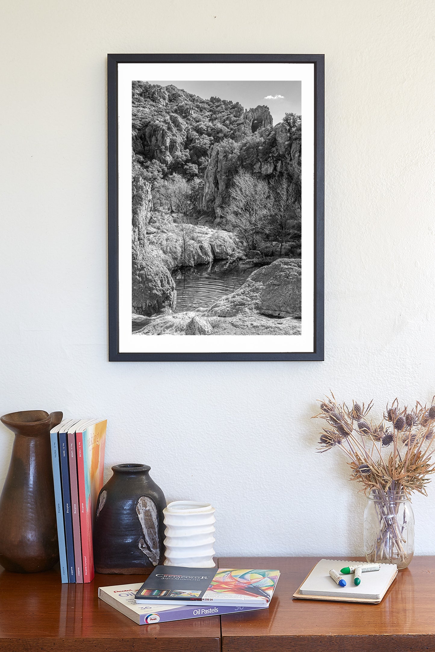Black and White Arizona Wilderness Desert Canyon Landscape Art