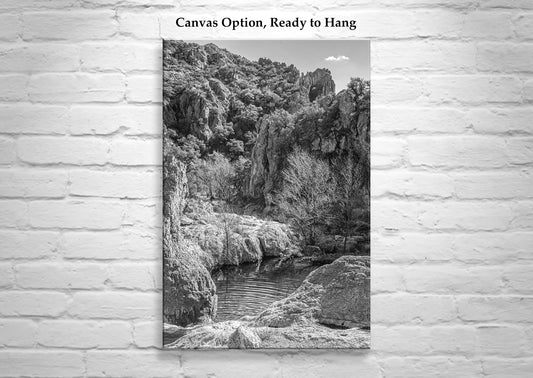 Black and White Arizona Desert Canyon Landscape Art Print