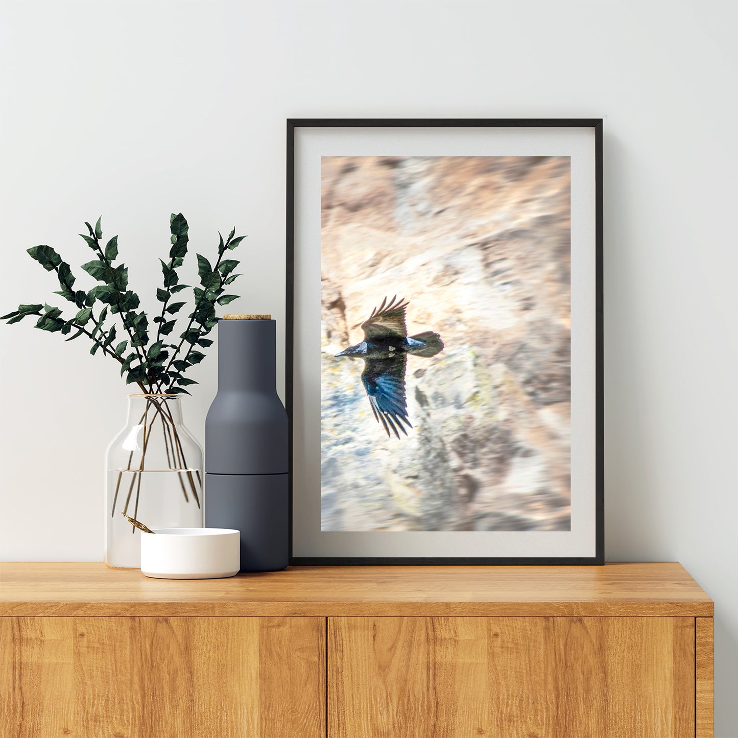 Raven Bird Art Photography Print in Arizona Desert Canyon | Tucson Desert Bird Art Gift