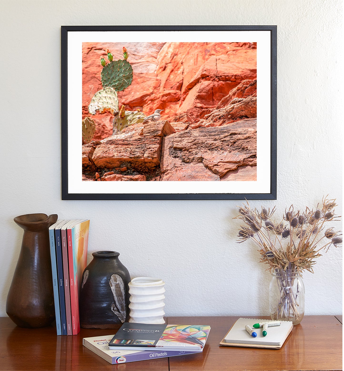 Desert Canyon Rock Wren Bird Art | Southwestern Wall Decor