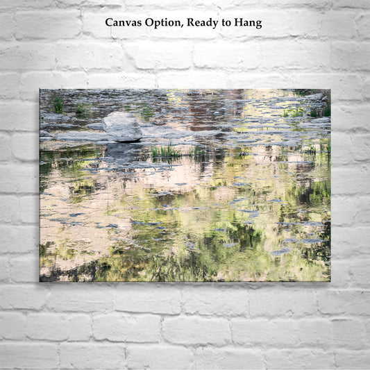 Desert Canyon Stream Abstract Art Print with Water Reflections