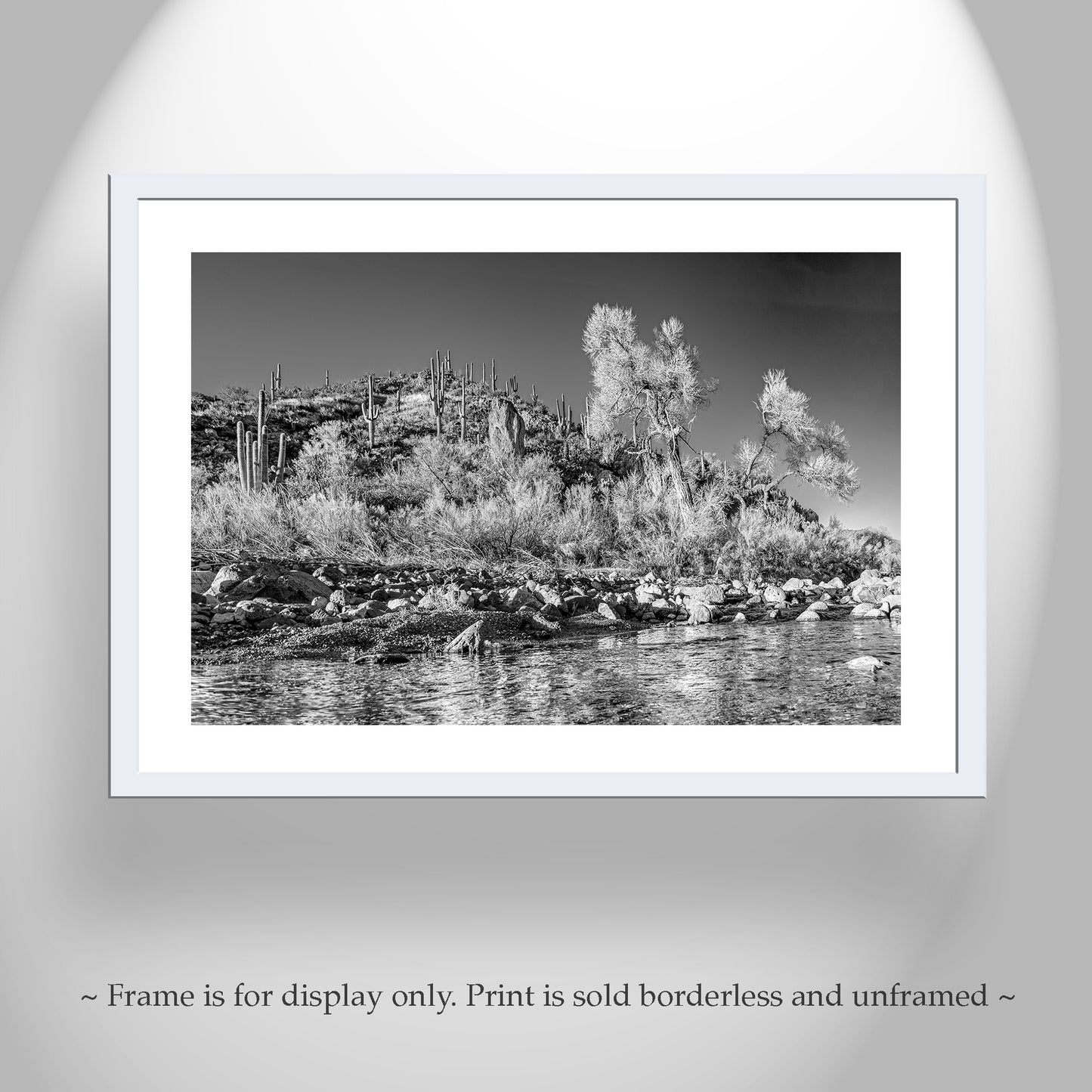 Black & White Canyon Landscape Art with Watery Stream in Arizona Wilderness