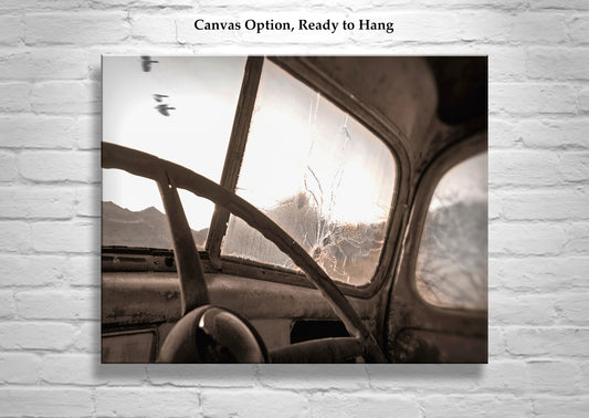 Surreal Vintage Truck Photo in Desert Sepia – Rustic Ford Art