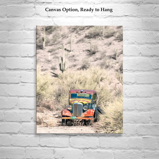 Vintage Truck in Arizona Desert - Rustic Southwest Wall Art Print
