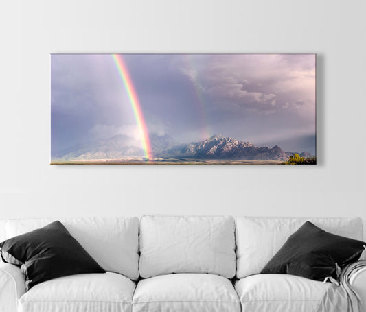 Double Rainbow in Tucson Arizona - Desert Mountain Landscape Wall Art Print
