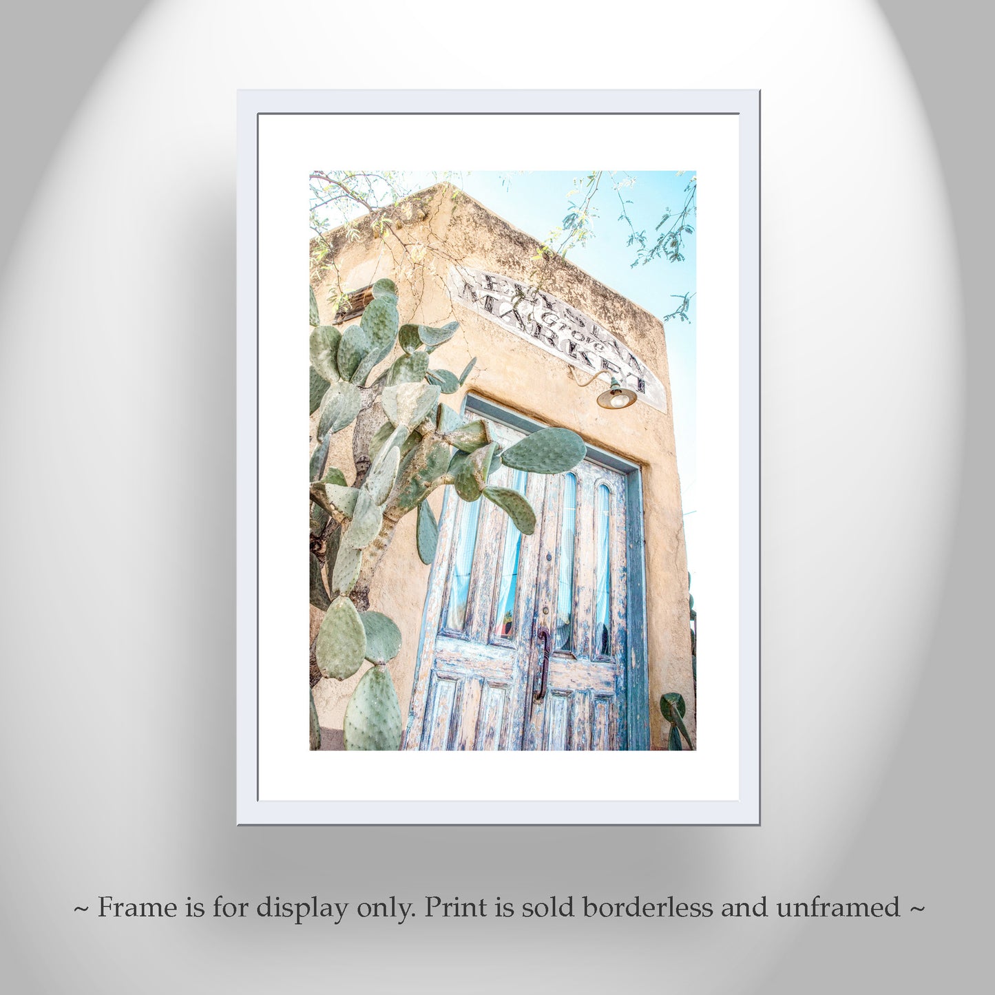 Tucson Art Photography with Elysian Grove Blue Door and Cactus | Barrio Viejo Wall Decor Gift