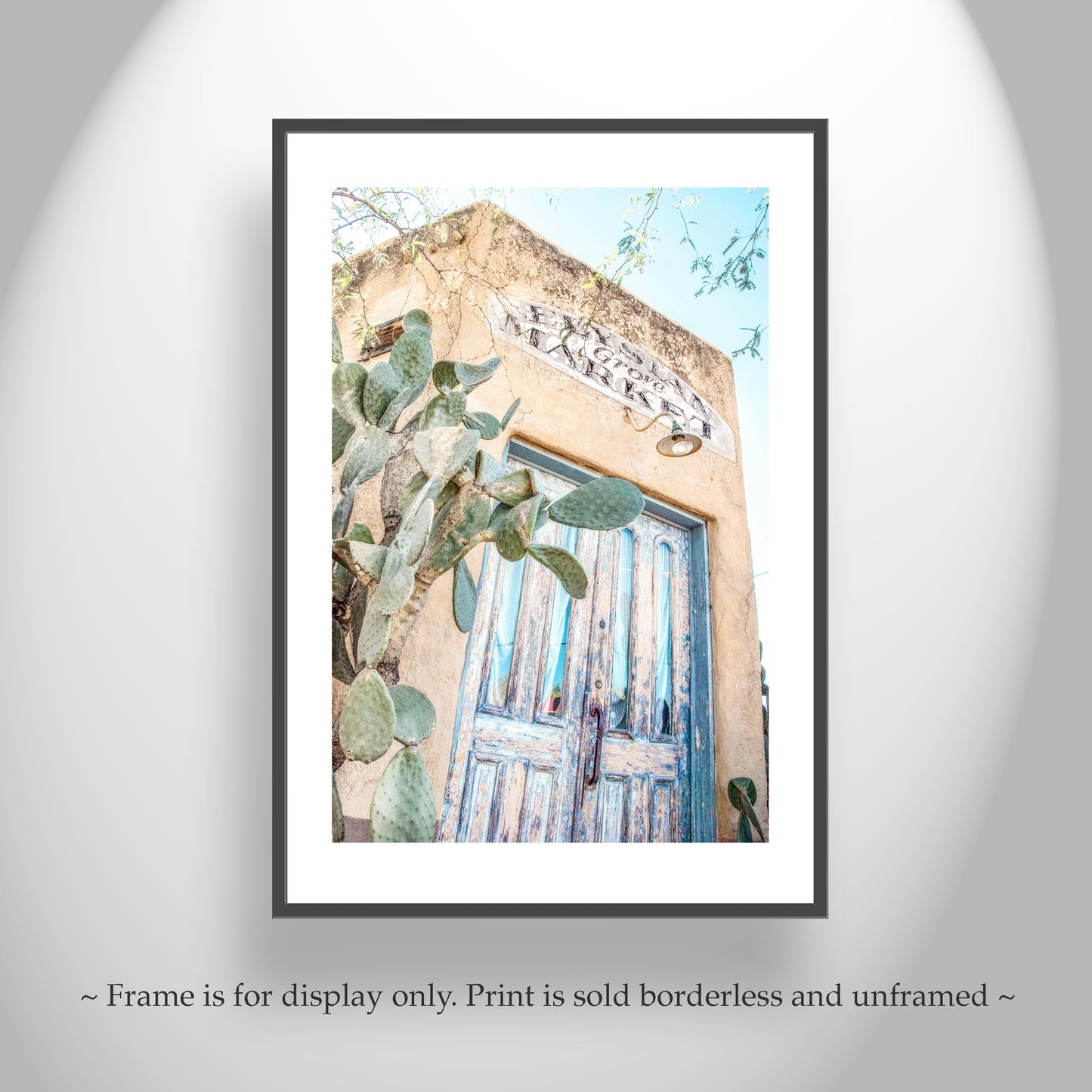 Tucson Art Photography with Elysian Grove Blue Door and Cactus | Barrio Viejo Wall Decor Gift