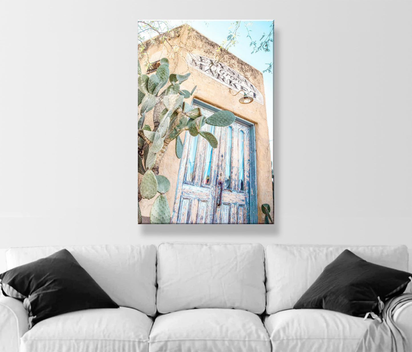 Tucson Art Photography with Elysian Grove Blue Door and Cactus | Barrio Viejo Wall Decor Gift