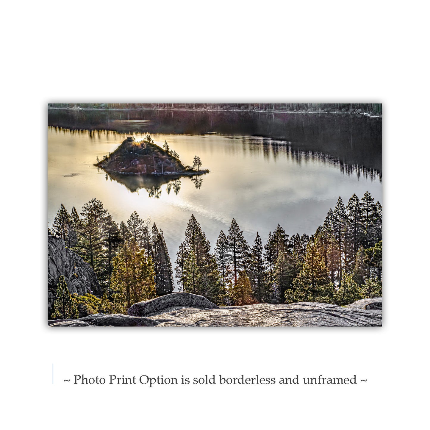 Lake Tahoe Wall Art Print with Emerald Bay Sunrise | Sierra Nevada Mountains Wall Decor for Home or Office | Tahoe Photography Gift
