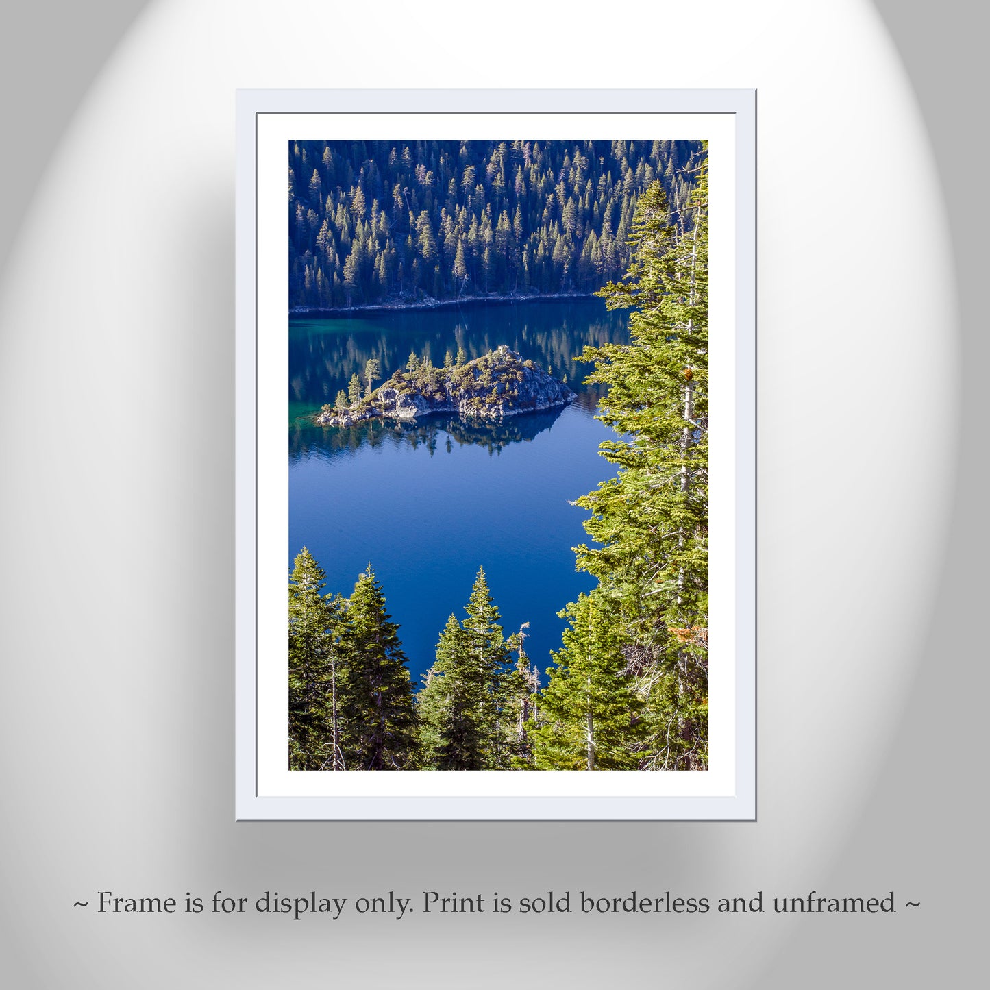 Lake Tahoe Print with Emerald Bay and Fannette Island | Vertical Wall Art | Lake Tahoe Gift Art