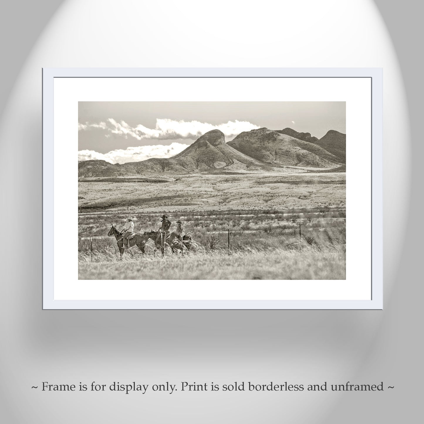 Cowboy Art Print with Western Landscape at Tucson Arizona Empire Ranch | Equestrian Photography Gift
