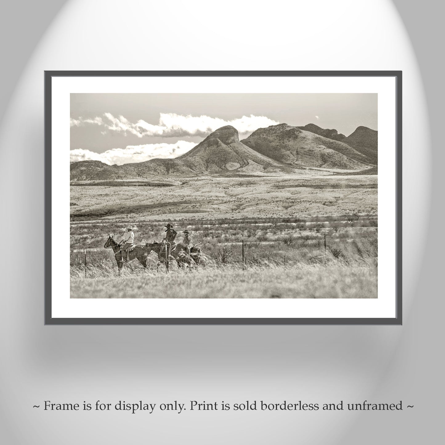 Cowboy Art Print with Western Landscape at Tucson Arizona Empire Ranch | Equestrian Photography Gift
