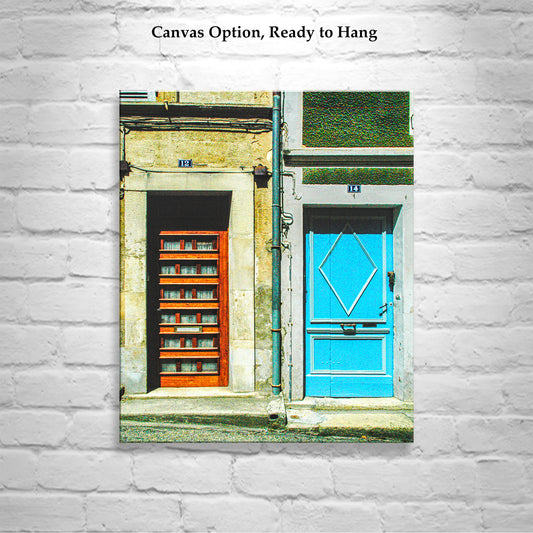 French Village Street Photography Print | Bazas Blue Door Art