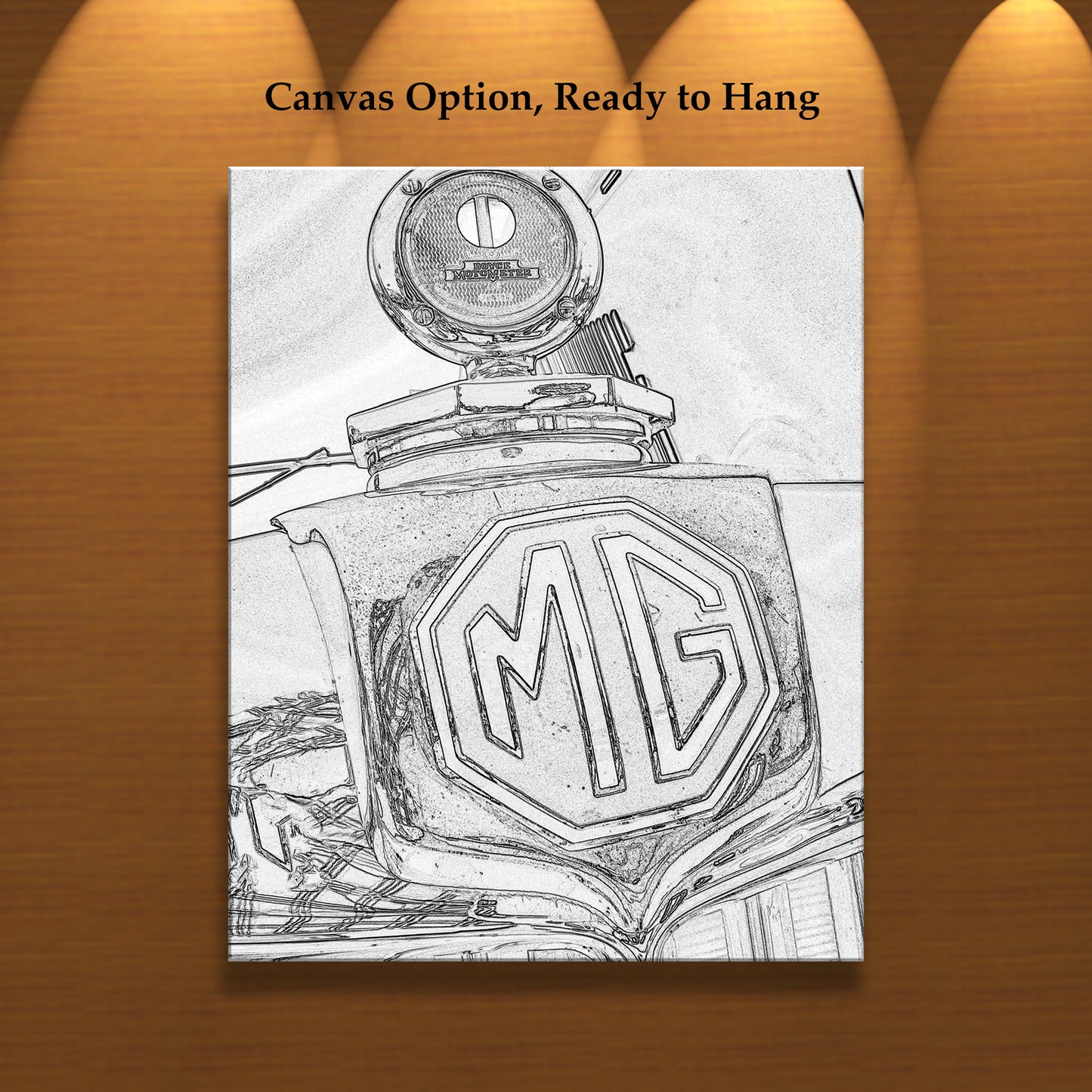 MG Car Classic English Automotive Art Gift in Black and White