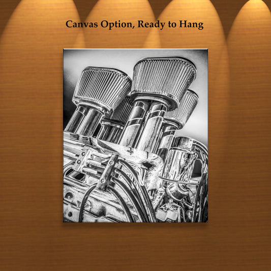 Vintage Black & White Hot Rod Muscle Car Art Print