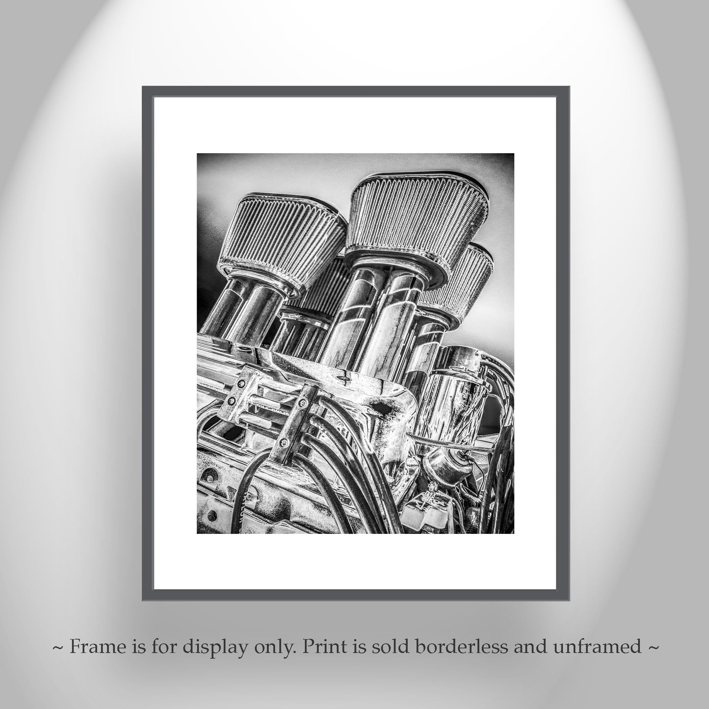 Vintage Black and White Hot Rod Muscle Car Art Print