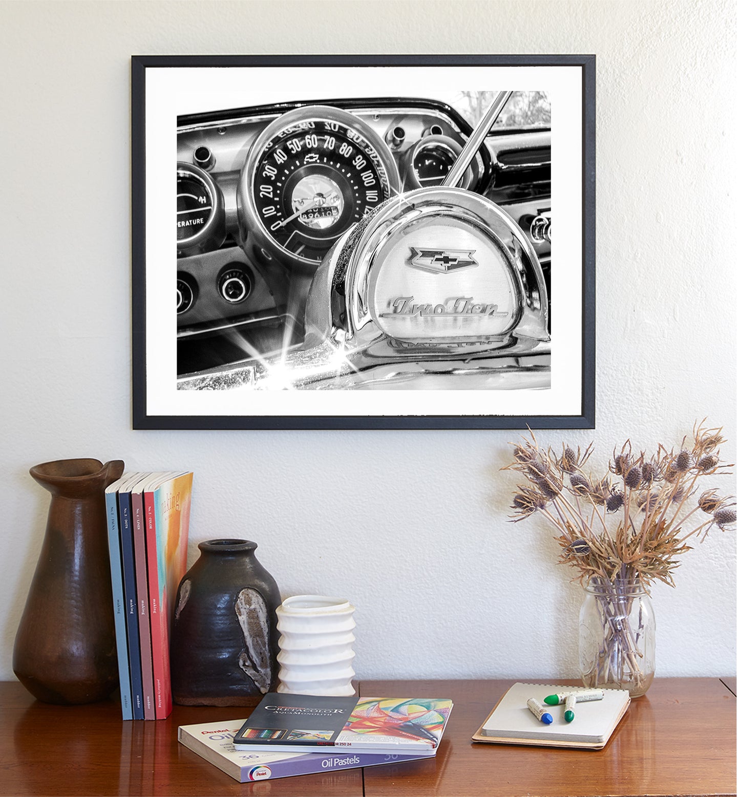 Classic Car Art with Chevrolet 210 in Black and White