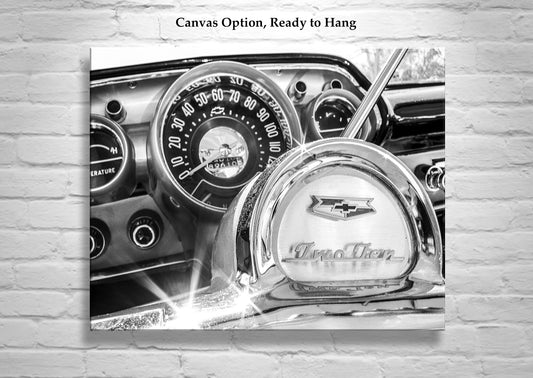 Chevrolet 210 Art Print | Classic Black & White Car Wall Decor