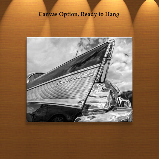 Chevy Bel Air Art Print | Classic Black & White Car Wall Decor