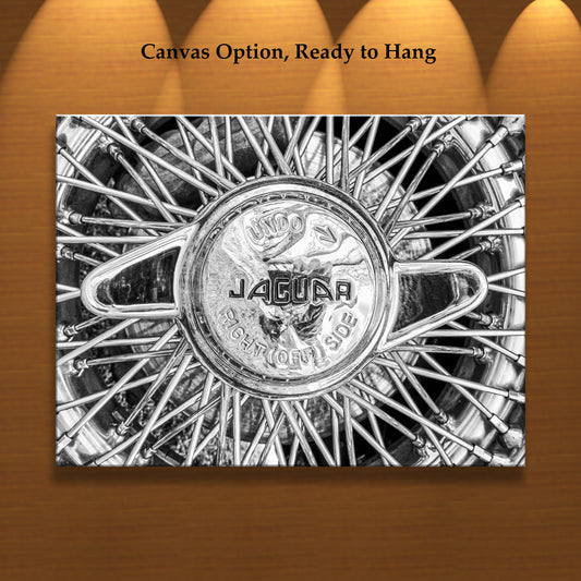 Jaguar E-Type Car Art – Vintage Wire Wheels Automobile