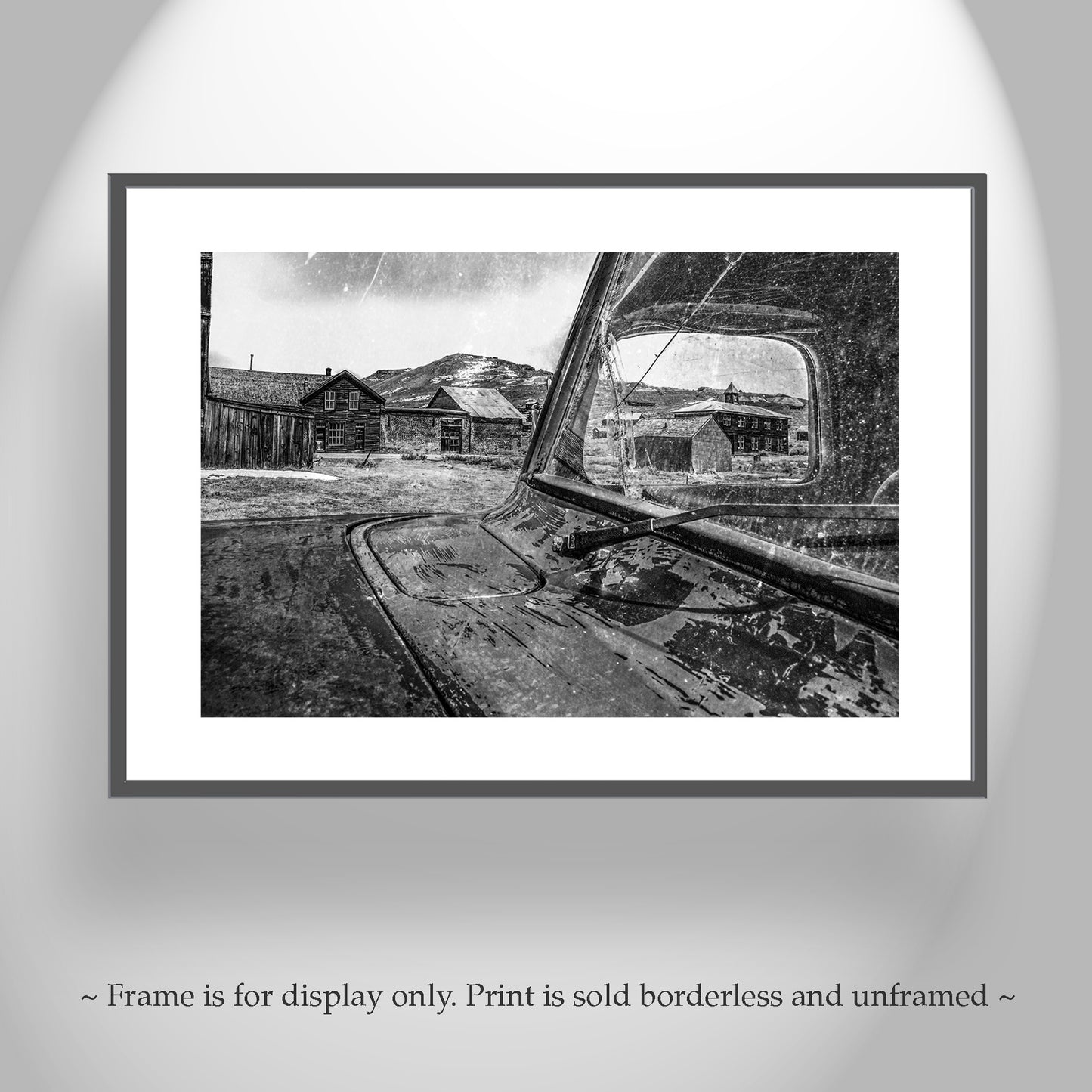 Bodie California Ghost Town Picture in Black & White with Vintage Truck