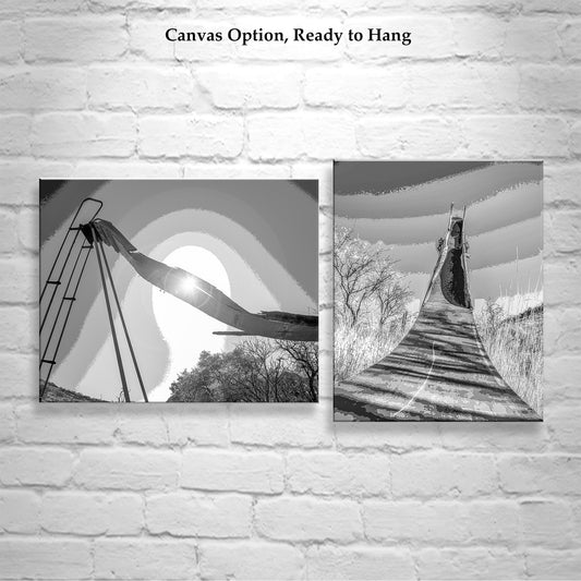 Surreal Playground Ruins Art – Set of 2 Black & White Prints