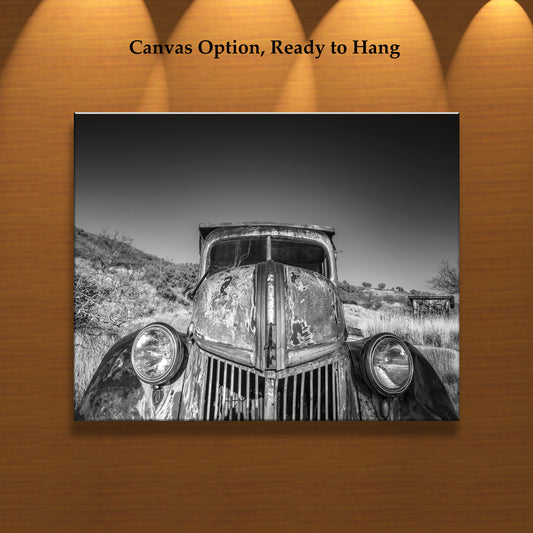 Old Farm Truck Print – Black & White Rustic Wall Art