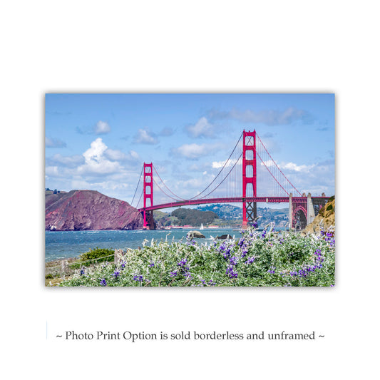 Golden Gate Bridge with Sailboat & Baker Beach Wildflowers