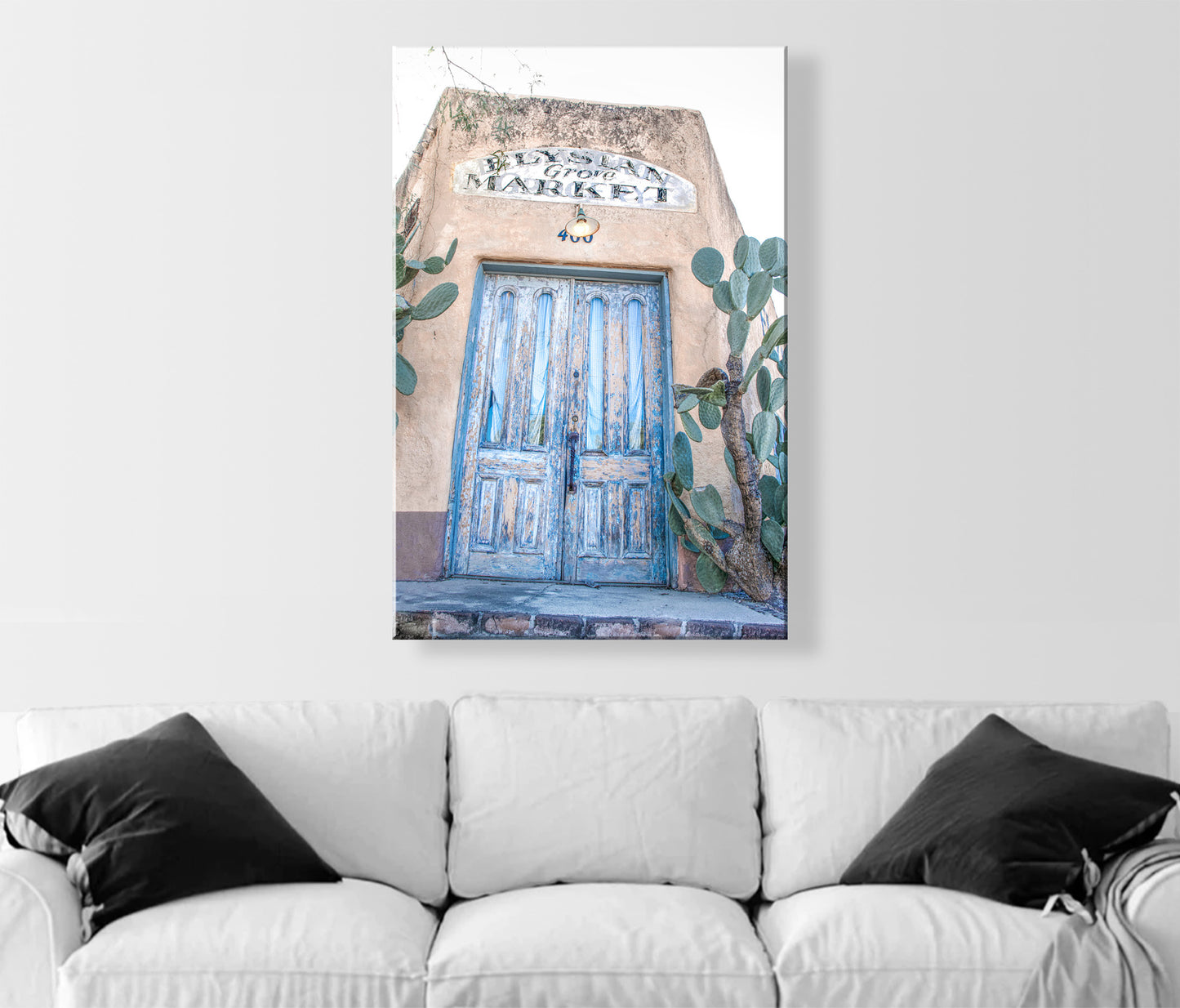 Old Tucson Art Print with Blue Barrio Door at Elysian Grove | Southwestern Style Wall Decor Gift for Home or Office