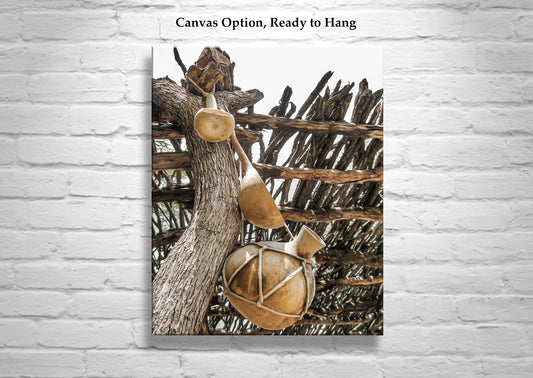 Rustic Gourd Art with Ocotillo Ramada | Southwestern Design