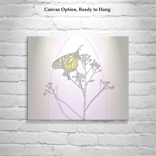 Monarch Butterfly Art Print in Pastel Abstract Minimalist Style